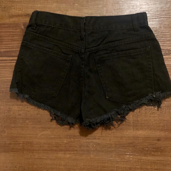 Distressed Black Denim Shorts - Picture 2 of 3